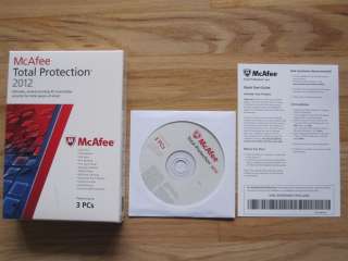 Genuine McAfee Total Protection 2012 3 PCs/Users Retail Box or Actual 