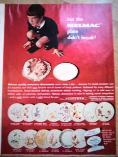 1963 MELMAC Melamine Dinnerwear Plate Didnt Break Ad  