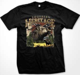   Mens T shirt, Confederate Flag Wild Hog Hunting Tee Shirt Clothing