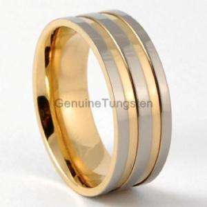 8mm Titanium Mens Rings 18K Gold Wedding Band Size 6 13  