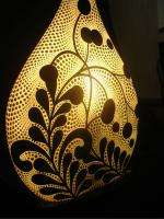 Accent Lamp Lantern~Luminary~Hand Painted Fern Floral home Decor~Bali 