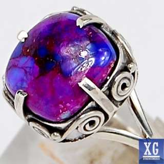 SR27418 PURPLE MOHAVE ARIZONA TURQUOISE 925 STERLING SILVER RING 