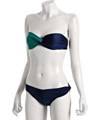    navy and aloe nylon Bridget bandeau bikini customer 