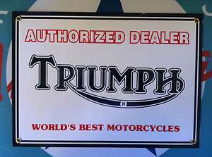 classic TRIUMPH MOTORCYCLES   AUTHORIZED DEALER retro porcelain coated 