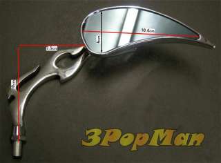 Chrome Flame Droplet Motorcycle Cruise Chopper Mirror★  