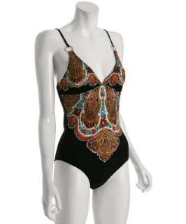 Red Carter black paisley Paris Is Burning swimsuit   up to 