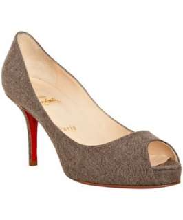 Christian Louboutin taupe flannel Mater Claude 85 peep toe pumps 