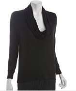 Cielo black stretch jersey cowl neck long sleeve hi low top style 