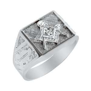  Sterling Silver Diamond Blue Lodge Masonic Ring Jewelry