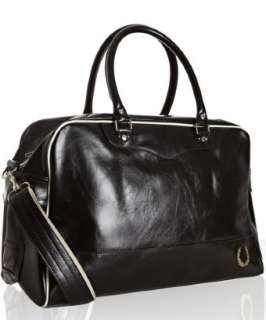 Fred Perry black faux leather contrast trim Overnight bag   