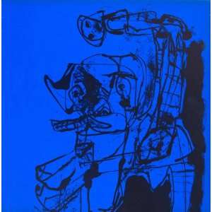  1962 Lithograph Karel Appel Portrait Woman Blue Modern 