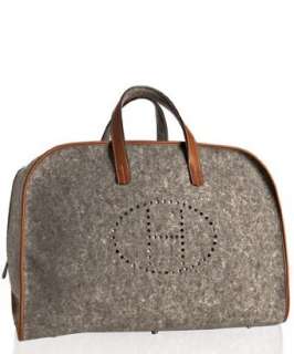 Hermes grey wool perforated H large carry on bag   