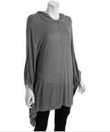 linQ grey jersey hooded draped poncho tunic style# 315361501