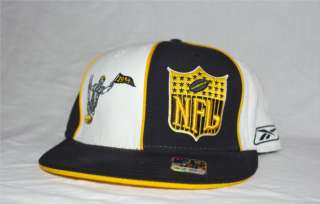New Reebok NFL Classic Pittsburgh Steelers Black White Fitted 7 3/8 