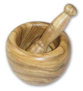   Olive Wood Handcrafted Mortar and Pestle Set, Small