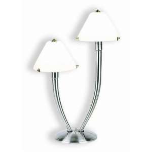   3890PS/FRO Siamese Table Lamp, Polished Steel with Frost Glass Shades