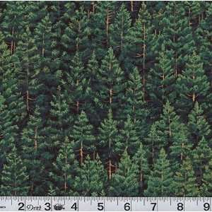  45 Wide Landscape Pine Forest Green Fabric By The Yard 