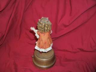 Vintage Reuge Music Box Curly Hair Girl Child Figurine  