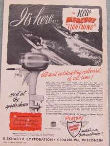 1947 KIEKHAEFER CORPORATION MERCURY LIGHTNING 10 HP OUTBOARD MOTOR AD