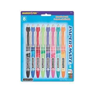 Liquid Flair Felt Tip Pen, Medium Tip, Translucent Barrel, 8 Color/Set 