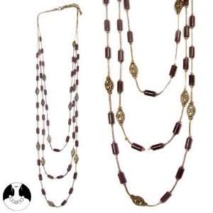  sg paris women necklace long necklace 3 rows 78/98 cm gold 