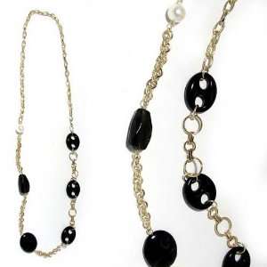  90cm Gold Black Dore Necklace Long Necklace Plastic Bargains Women 