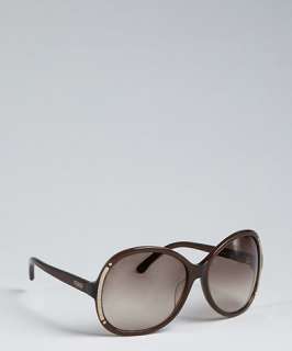 Fendi dark brown plastic oversized round logo sunglasses