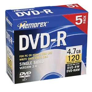  Memorex 4.7GB DVD R Media (5 Pack) Electronics