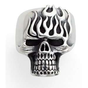 Stainless Steel Skull Ring Flaming head for men (Available in Sizes 10 
