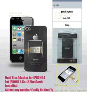 Genuine Two Sim Cards Holder for I Phone 4   Double Dual Simcard 