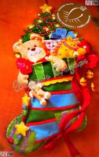   CHRISTMAS DELIGHTS Wall Hanging Stocking Shaped with Lights Felt Kit