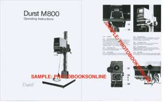 Durst M800 Enlarger Instruction Manual  