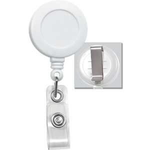  1pc White Retractable Badge Reels With Belt Clip For Key 