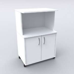  White Microwave Cart with Doors White Finish