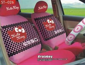 New Universal Pink Lovel Kitty Car Seat Cover Set 10pcs  