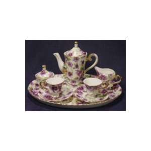  Purple Pansy Miniature Tea Set