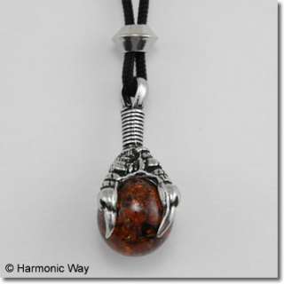 DRAGON CLAW AMBER POWER Sphere Orb Pendant Necklace Planetary 