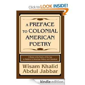 Preface to Colonial American Poetry A Study in the Poetry of the 