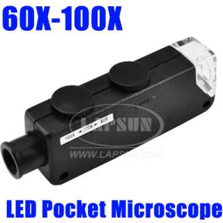 60X 100X Jewelry LED Pocket Microscope Magnifier Loupe  