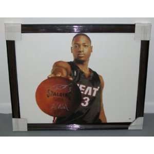 Dwyane Wade Hand Signed 28x36 Canvas Giclee Framed~psa~   Autographed 