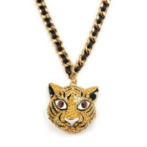  Betsey Johnson Crystal Tiger Pendant/necklace New with Tag 