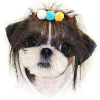 HAIR BOW POM POM dog barrette pet clip pin PUPPY ZZANG  