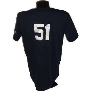  # 51 Notre Dame Blue Throwback Game Used Baseball Jersey 