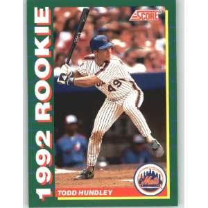  1992 Score Rookies #6 Todd Hundley   New York Mets (Baseball 