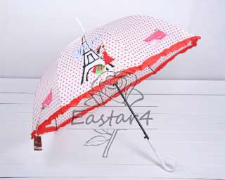 New lady paris tower dot w/trim Sun Rain Stick Umbrella  