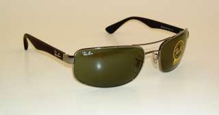  RAY BAN Sunglasses Gunmetal Frame RB 3445 004 G 15 Glass Lenses 