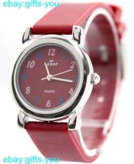 New Red Band Round PNP Shiny Silver Watchcase Cheap Children Watch 
