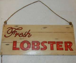 Cute Fresh Lobster Hanging Wooden Sign Distressed Wood Restaurant 