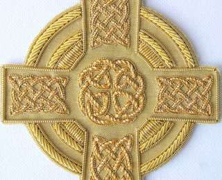 Hand Embroidered, Bullion Applique. Celtic Cross. 4¾”  