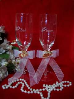 US MARINE MILITARY Wedding Etched Toasting Glasses  